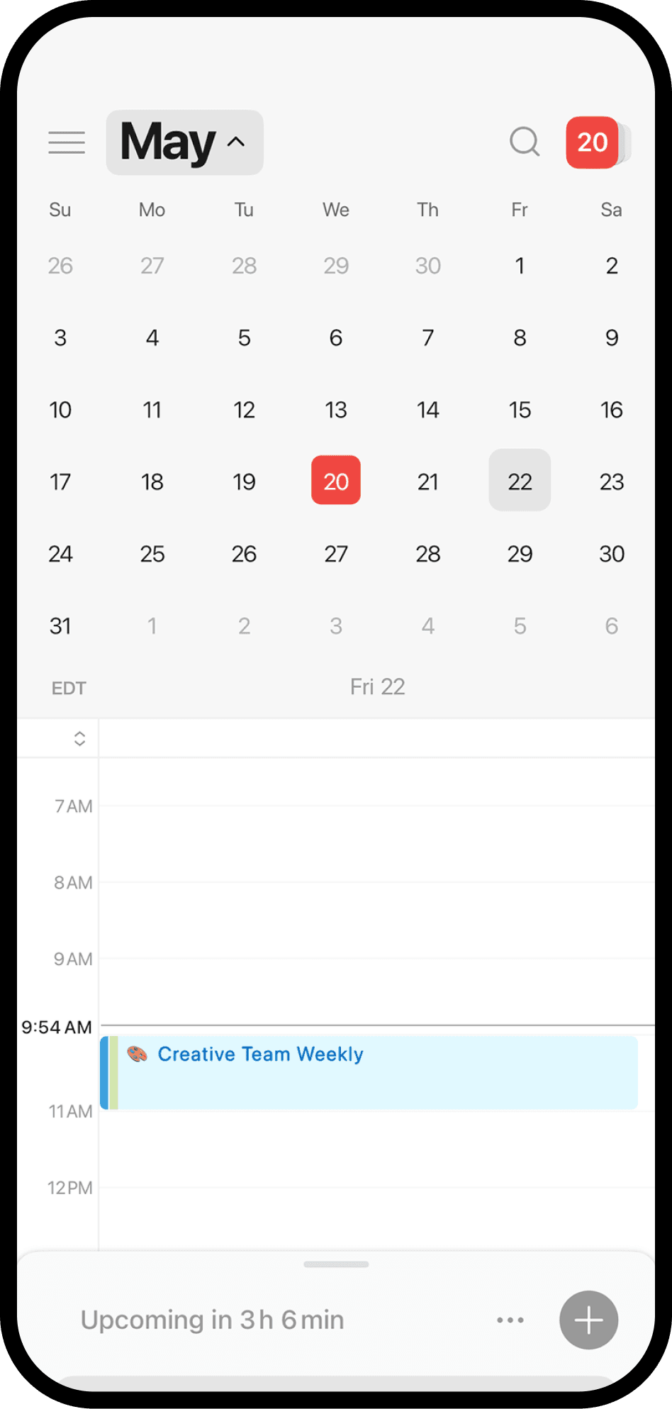 Et skjermbilde av Notion Calendar på mobil