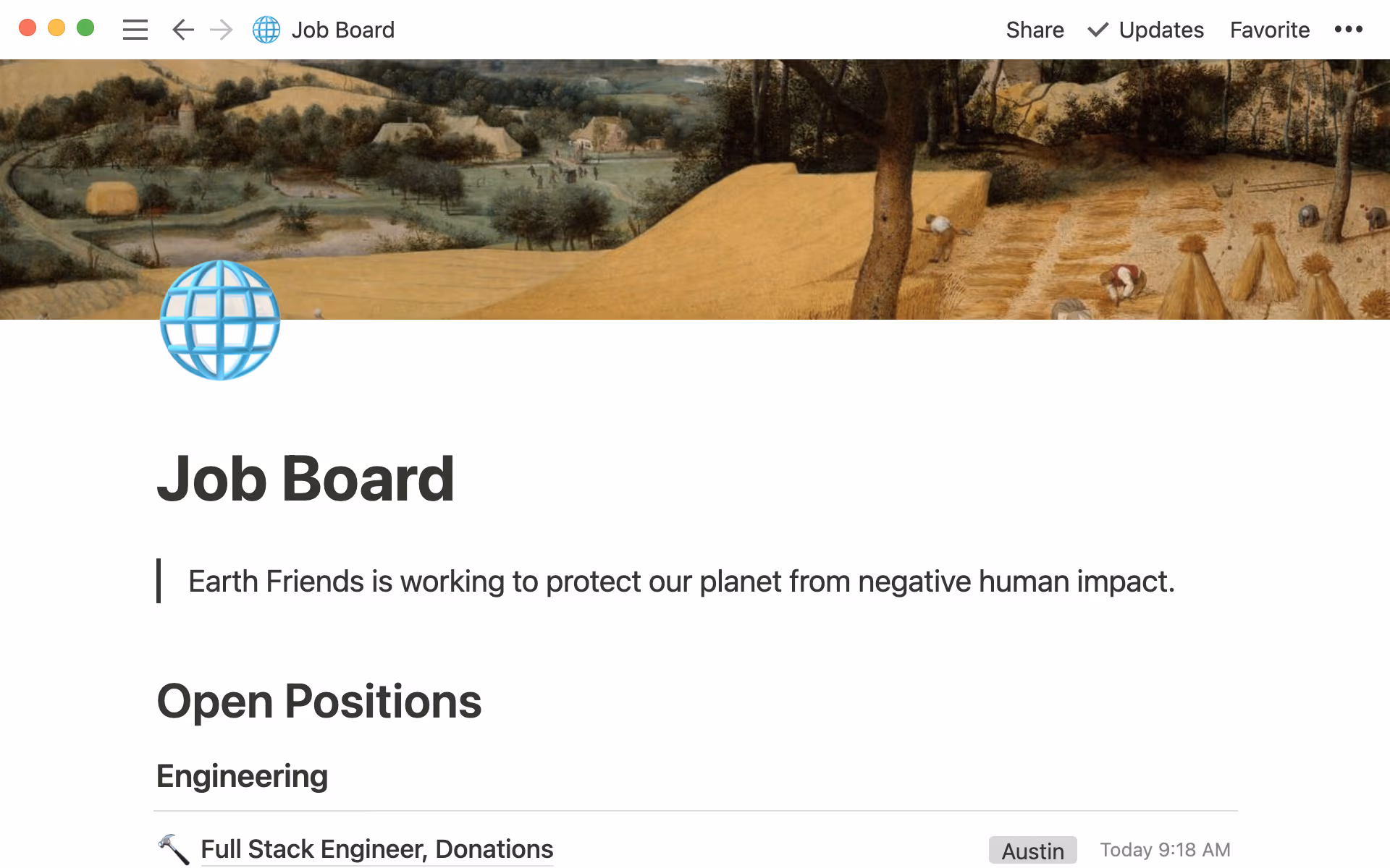 מסמך לוח משרות המציג משרות פנויות בעמותות ואת המיקום של כל אחת מהן.