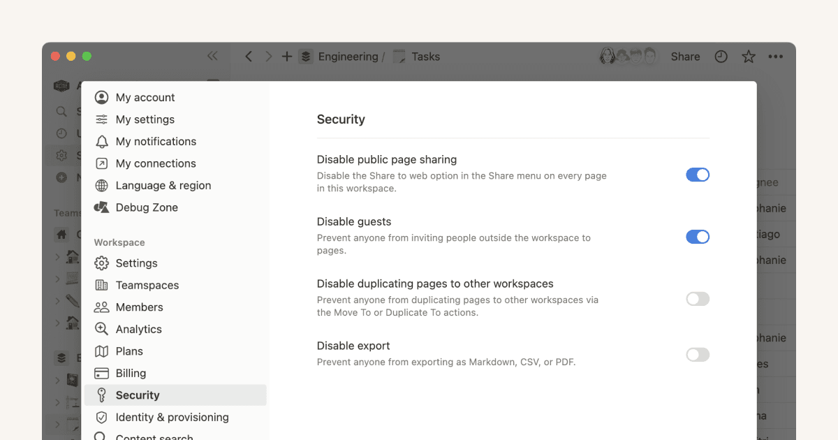 Notion Enterprise security provisions